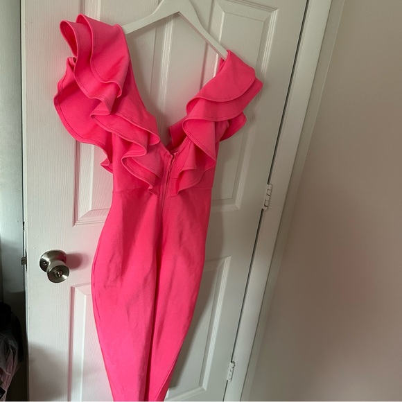 Pink Ruffle Midi Dress - Picture 4 of 7